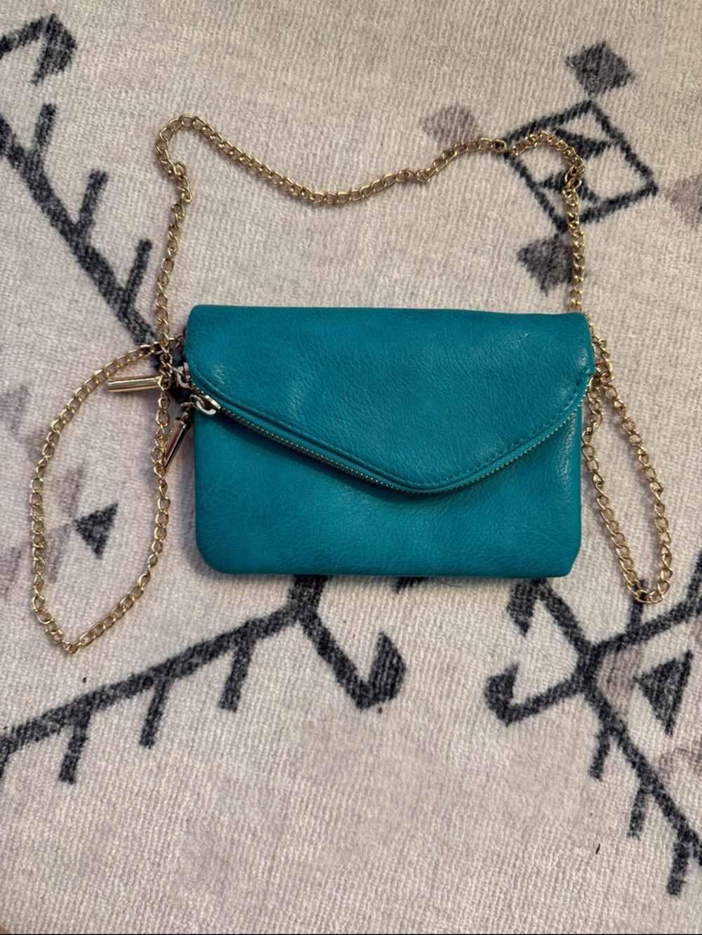 Teal Chain Crossbody Bag - Unbranded